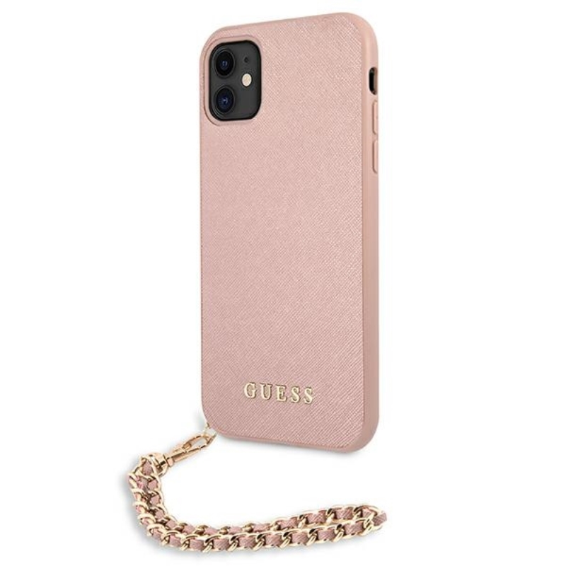 Guess Saffiano Chain - Etui iPhone 11 (różowy)