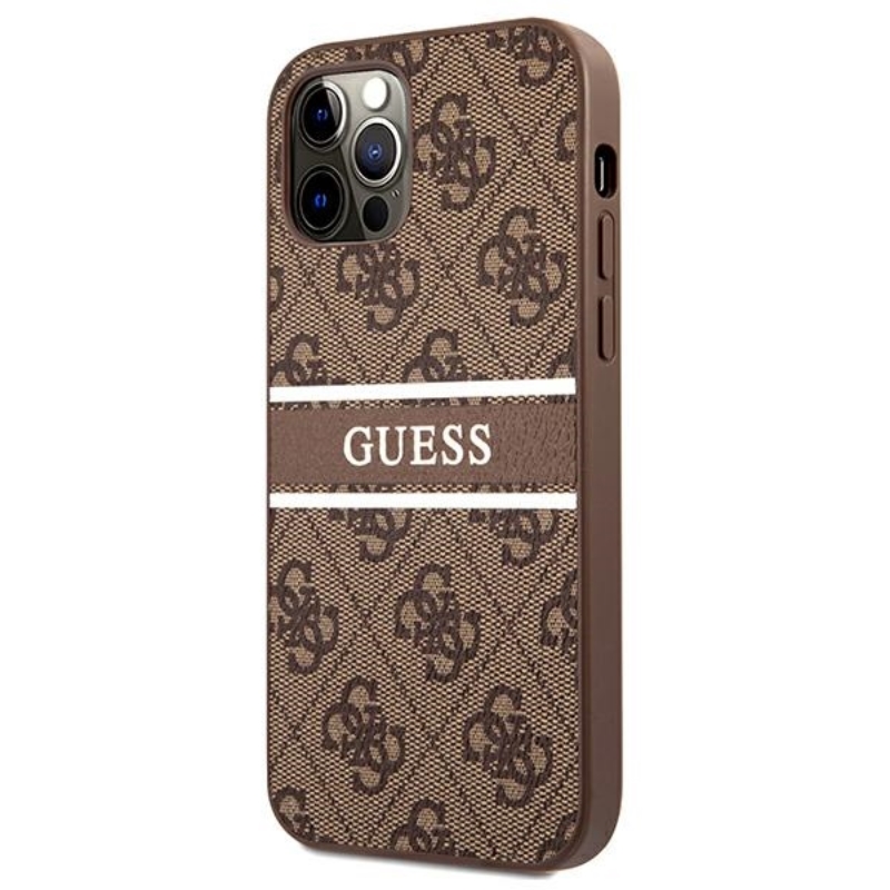 Guess 4G Printed Stripe Etui iPhone 12 / iPhone 12 Pro (brązowy)