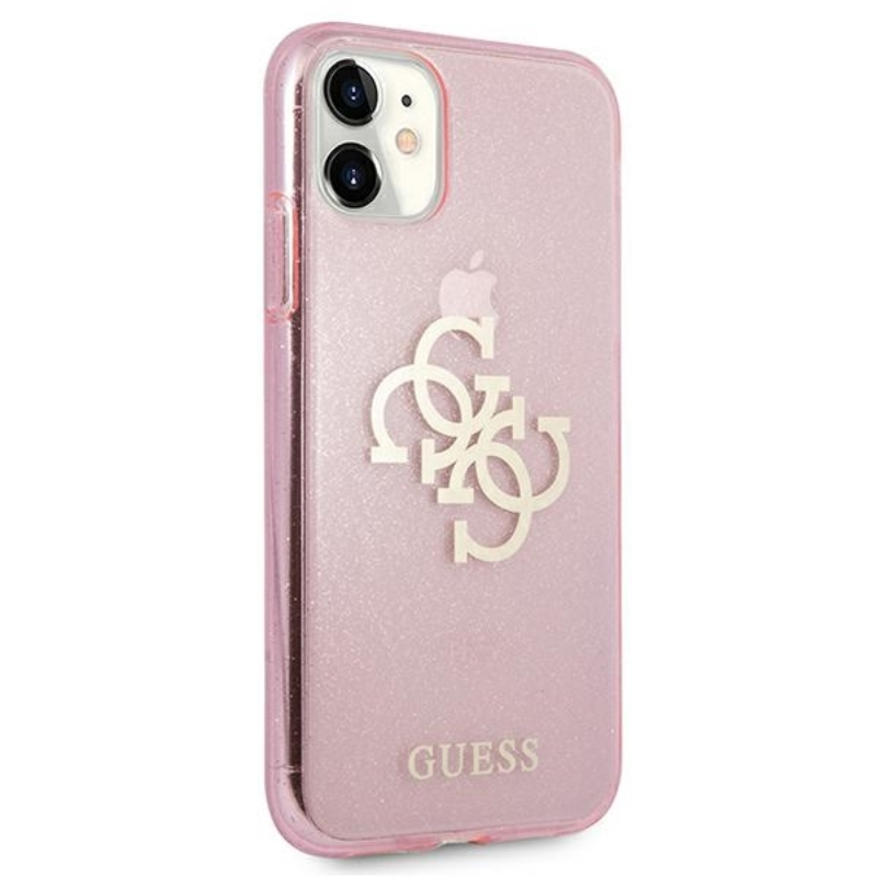 Guess Glitter 4G Big Logo - Etui iPhone 11 (różowy)