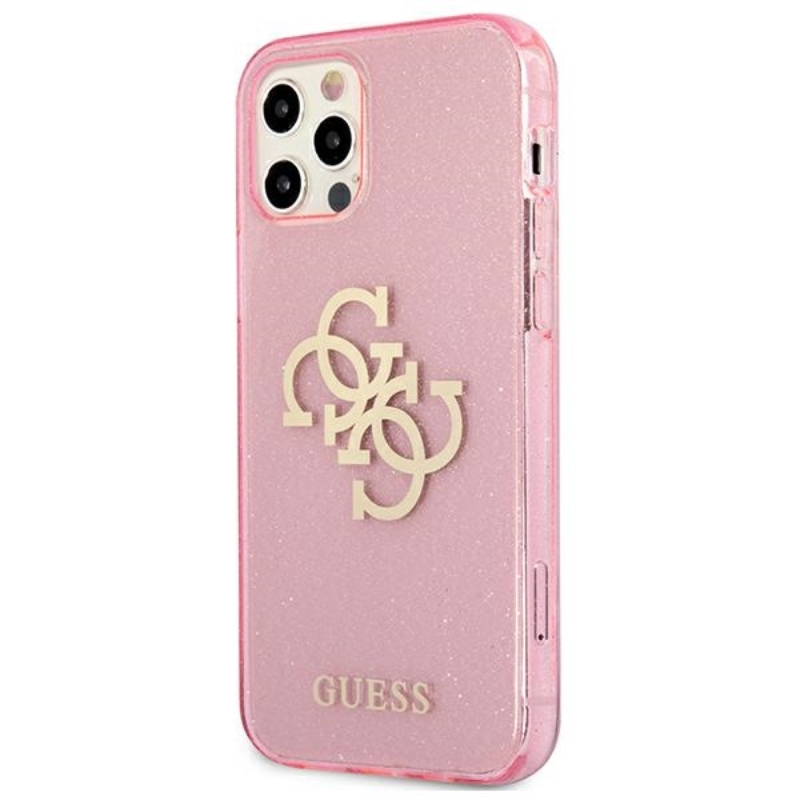 Guess Glitter 4G Big Logo - Etui iPhone 12 Pro Max (różowy)