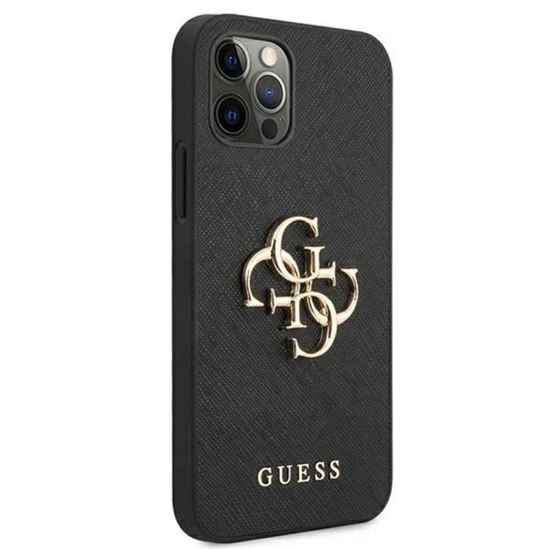 Guess Saffiano 4G Big Metal Logo - Etui iPhone 12 / iPhone 12 Pro (czarny)