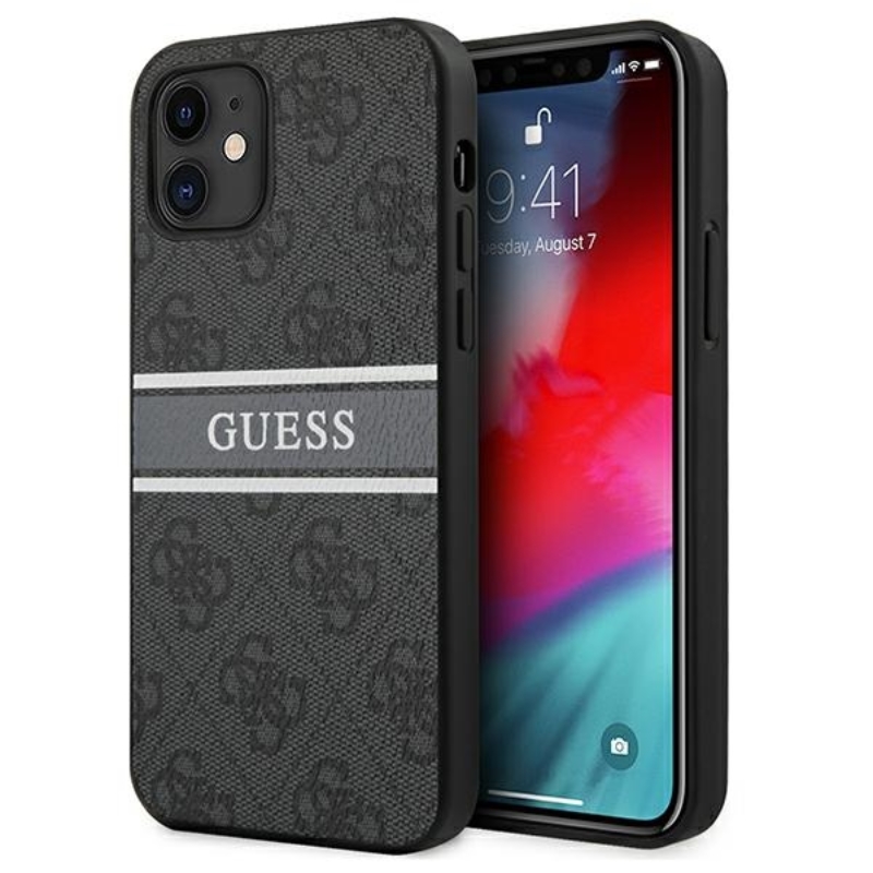 Guess 4G Printed Stripe – Etui iPhone 12 mini (szary)