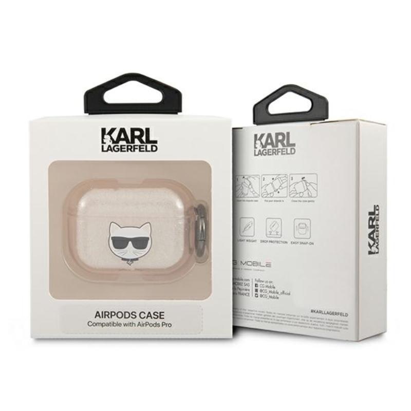 Karl Lagerfeld Choupette Head Glitter - Etui Airpods Pro (złoty)