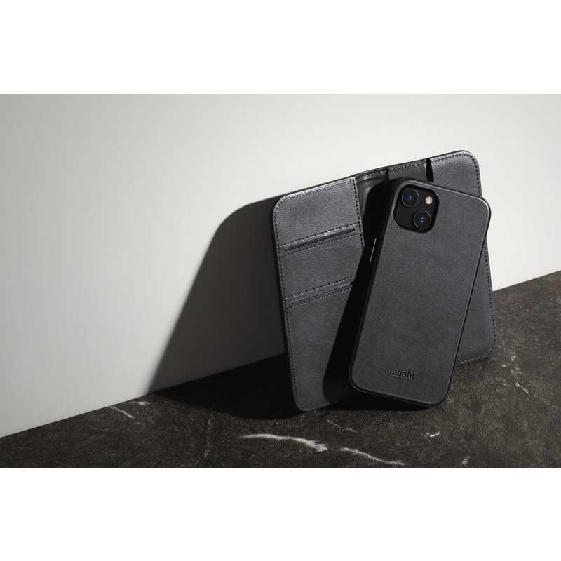 Moshi Overture - Etui 3w1 z klapką iPhone 13 (antybakteryjne NanoShield™) (Jet Black)