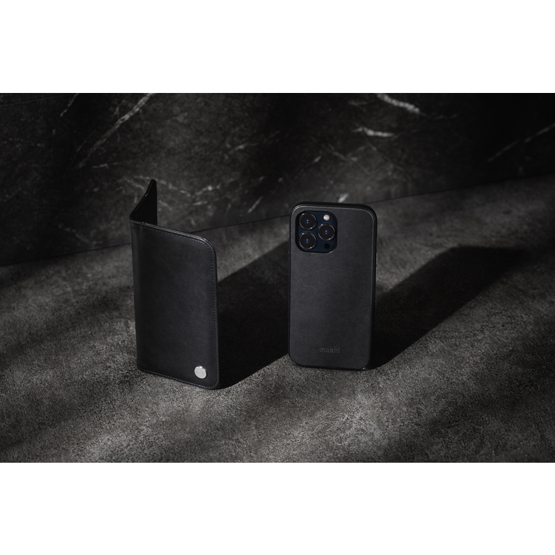 Moshi Overture - Etui 3w1 z klapką iPhone 13 Pro Max (antybakteryjne NanoShield™) (Jet Black)