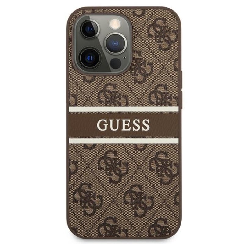 Guess 4G Printed Stripe - Etui iPhone 13 Pro (brązowy)