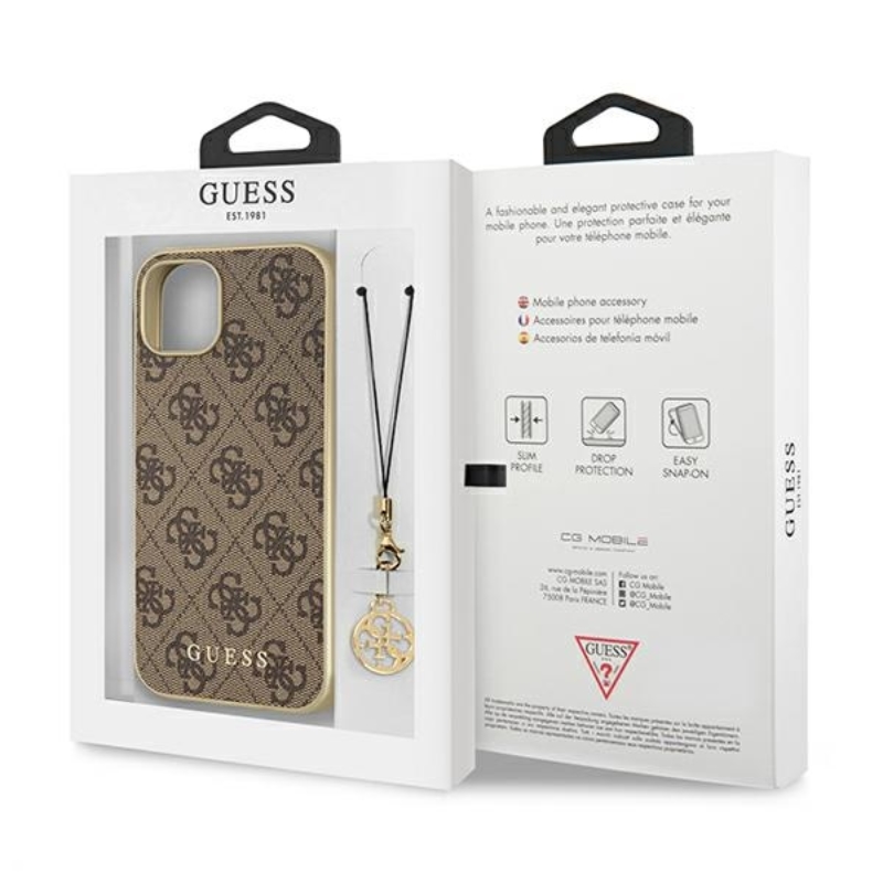 Guess 4G Charms Collection - Etui iPhone 13 Mini (brązowy)