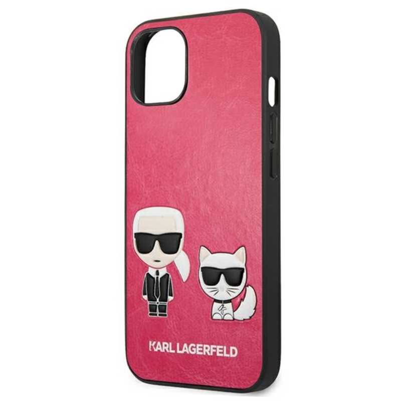 Karl Lagerfeld PU Leather Karl & Choupette Embossed - Etui iPhone 13 (fuksja)