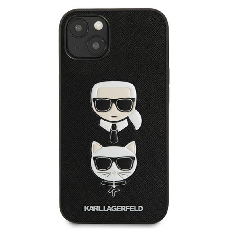 Karl Lagerfeld Saffiano Karl & Choupette Embossed Heads - Etui iPhone 13 (czarny)