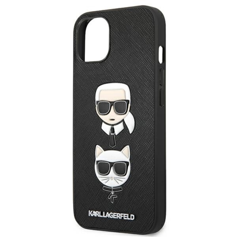 Karl Lagerfeld Saffiano Karl & Choupette Embossed Heads - Etui iPhone 13 (czarny)