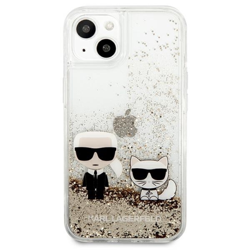 Karl Lagerfeld Liquid Glitter Karl & Choupette - Etui iPhone 13 Mini (złoty)