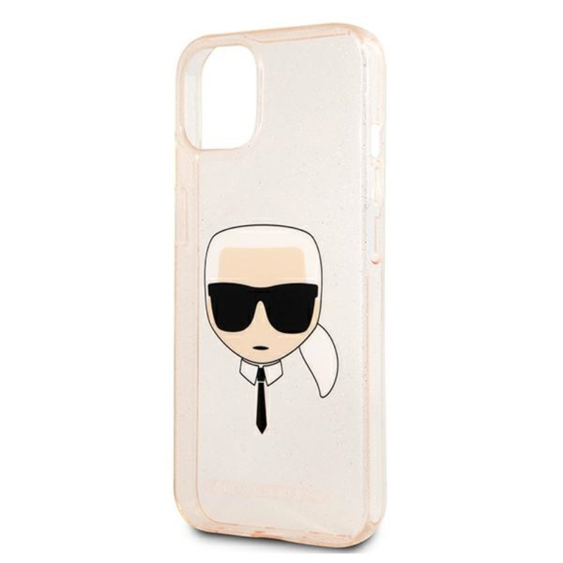 Karl Lagerfeld Karl’s Head Glitter - Etui iPhone 13 Mini (złoty)