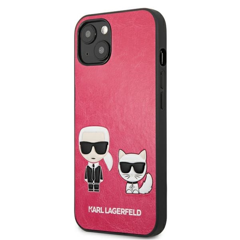 Karl Lagerfeld PU Leather Karl & Choupette Embossed - Etui iPhone 13 Mini (fuksja)
