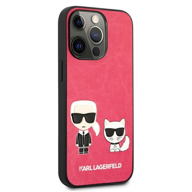 Karl Lagerfeld PU Leather Karl & Choupette Embossed - Etui iPhone 13 Pro Max (fuksja)