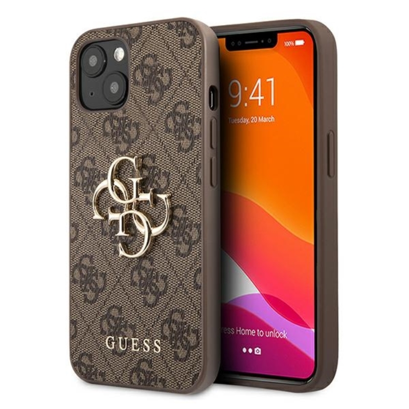 Guess 4G Big Metal Logo - Etui iPhone 13 mini (brązowy)