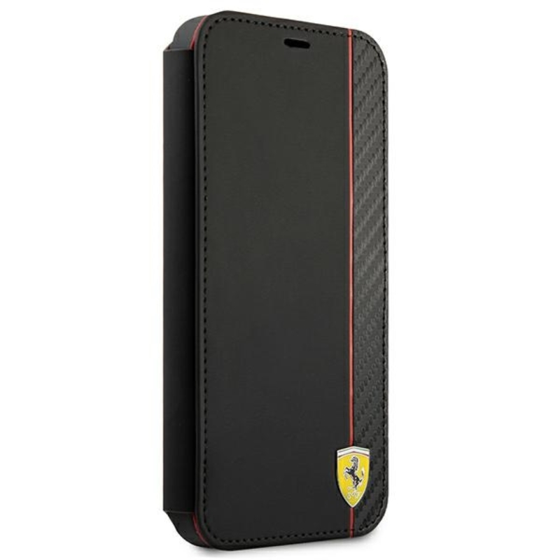 Ferrari Booktype On Track Carbon Stripe - Etui iPhone 13 Pro Max (czarny)