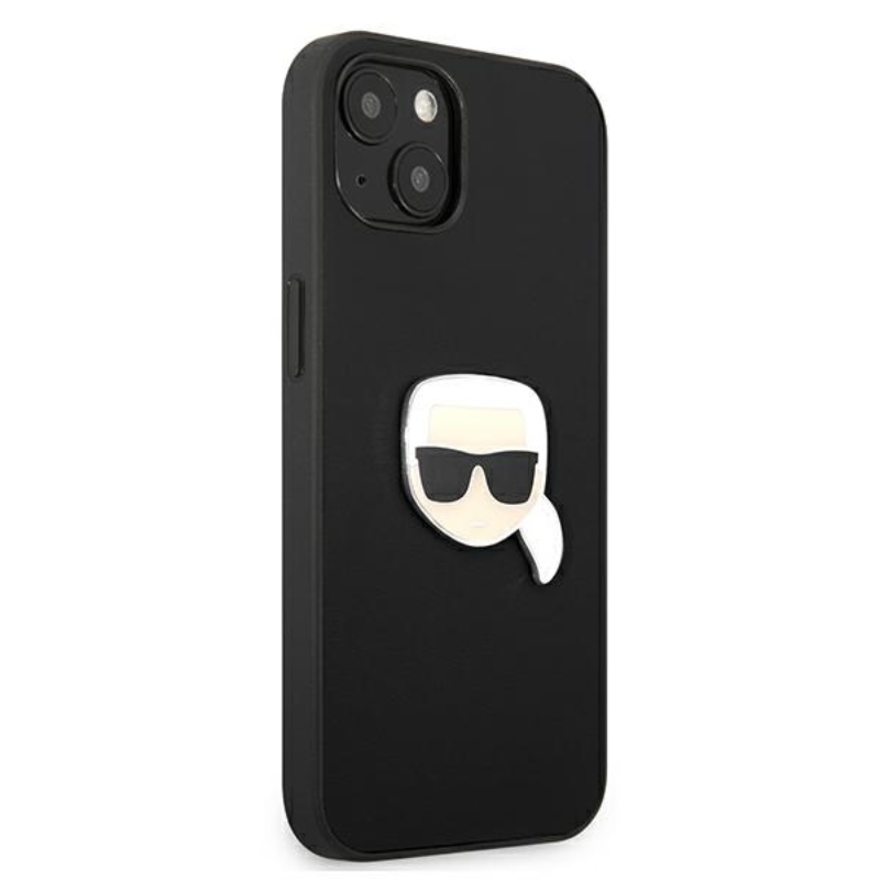 Karl Lagerfeld PU Leather Karl's Head Metal - Etui iPhone 13 (czarny)