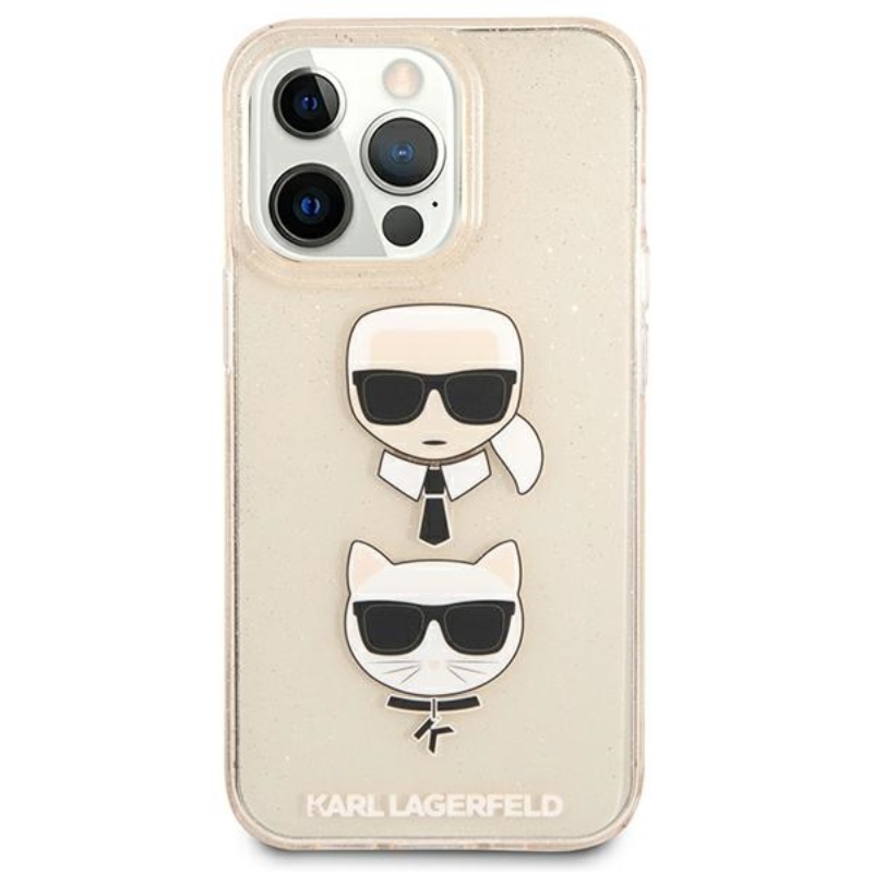 Karl Lagerfeld Glitter Karl & Choupette Head - Etui iPhone 13 Pro Max (złoty)