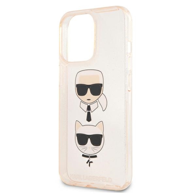 Karl Lagerfeld Glitter Karl & Choupette Head - Etui iPhone 13 Pro Max (złoty)