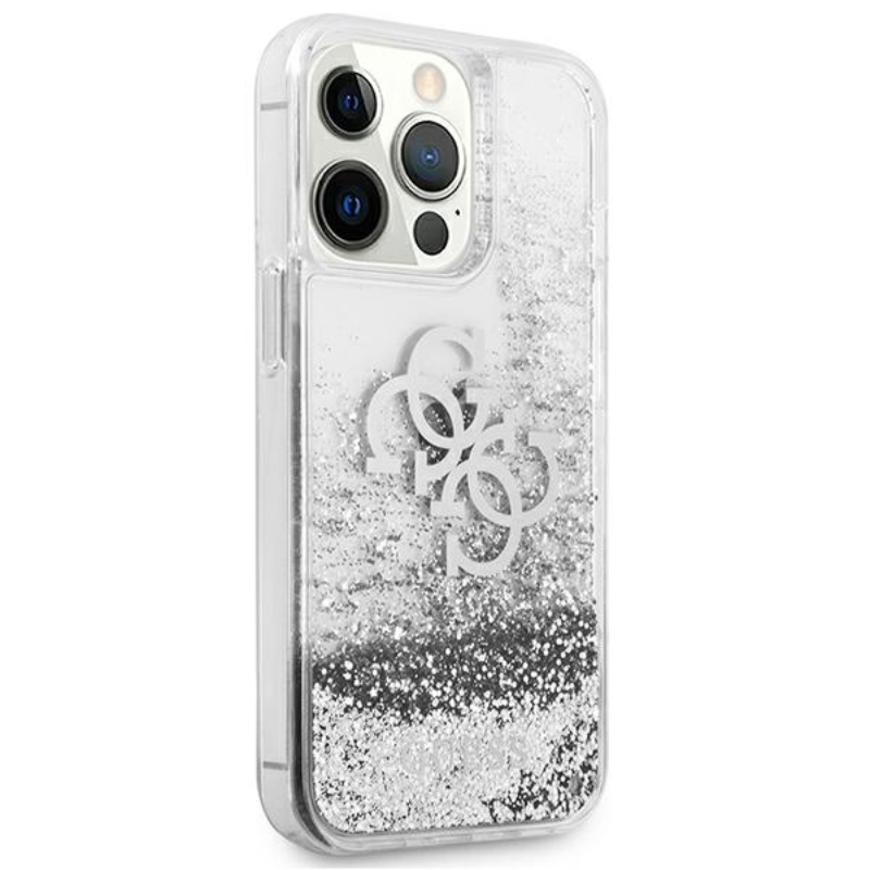 Guess Liquid Glitter 4G Big Logo - Etui iPhone 13 Pro (srebrny)