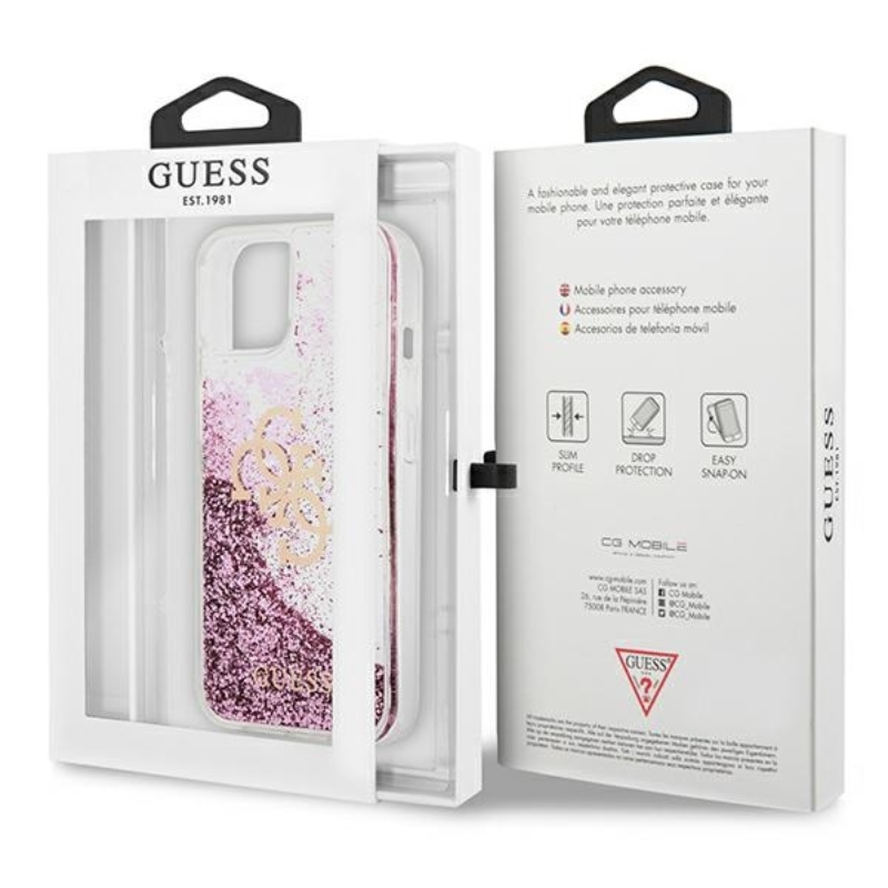 Guess Liquid Glitter 4G Big Logo - Etui iPhone 13 mini (różowy)