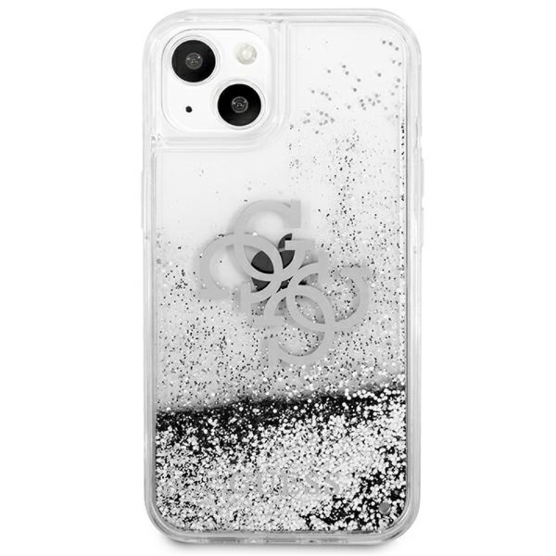 Guess Liquid Glitter 4G Big Logo - Etui iPhone 13 mini (srebrny)