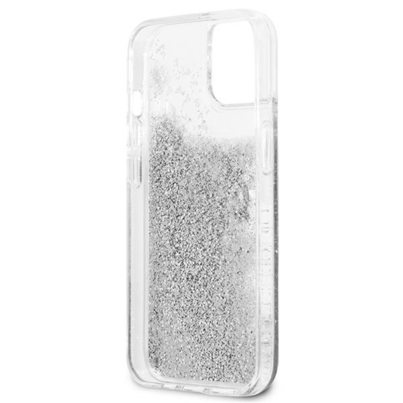 Guess Liquid Glitter 4G Big Logo - Etui iPhone 13 mini (srebrny)