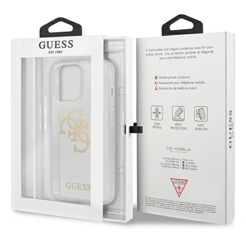 Guess Glitter 4G Big Logo - Etui iPhone 13 Pro Max (przezroczysty)