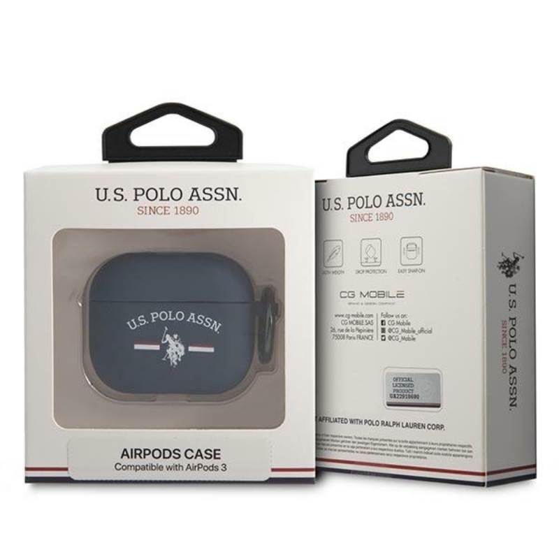US Polo Assn Silicone Logo - Etui Airpods 3 (granatowy)
