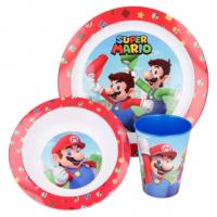 Super Mario - Zestaw naczyń do mikrofali (talerz, miska i kubek) (czerwony)