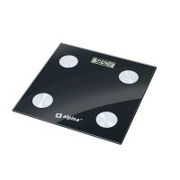 Alpina - Waga łazienkowa z analizatorem składu ciała, bluetooth, aplikacja, do 180 kg (czarny)