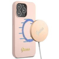 Guess Silicone Script MagSafe - Etui iPhone 13 Pro Max (różowy)