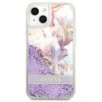 Guess Liquid Glitter Flower – Etui iPhone 13 mini (fioletowy)