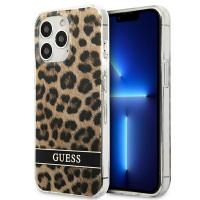 Guess Leopard Electro Stripe - Etui iPhone 13 Pro (Brown)