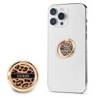 Guess Ring Stand Leopard - Magnetyczny uchwyt na palec do telefonu (Brown)