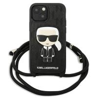 Karl Lagerfeld Monogram Leather Patch and Cord Iconik - Etui iPhone 13 Mini