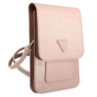 Guess Wallet Saffiano Triangle Logo Phone Bag – Torba na smartfona i akcesoria (Pink)