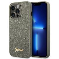Guess Glitter Flakes Metal Logo Case – Etui iPhone 14 Pro Max (zielony)