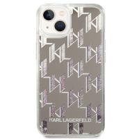 Karl Lagerfeld Monogram Liquid Glitter - Etui iPhone 14 Plus (srebrny)