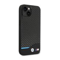 BMW Leather Carbon Blue Line  – Etui iPhone 14 Plus (Czarny)