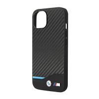BMW Leather Carbon Blue Line  – Etui iPhone 14 Plus (Czarny)
