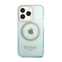 Guess Gold Outline Translucent MagSafe - Etui iPhone 13 Pro (niebieski)