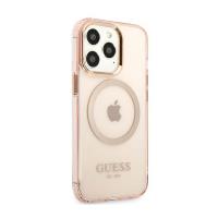 Guess Gold Outline Translucent MagSafe - Etui iPhone 13 Pro (różowy)