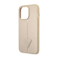 Guess Saffiano Triangle Logo Case – Etui iPhone 14 Pro Max (beżowy)