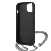 Karl Lagerfeld Leather Textured and Chain - Etui iPhone 13 (czarny)