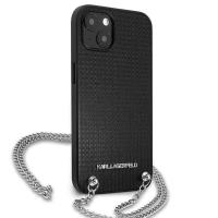 Karl Lagerfeld Leather Textured and Chain - Etui iPhone 13 mini (czarny)