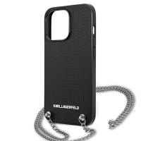 Karl Lagerfeld Leather Textured and Chain - Etui iPhone 13 Pro Max (czarny)