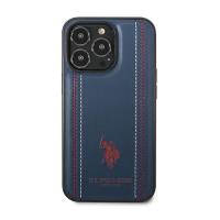 US Polo Assn Leather Stitch - Etui iPhone 14 Pro (granatowy)