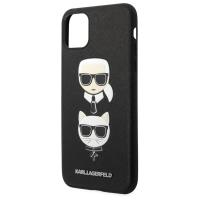 Karl Lagerfeld Saffiano Karl & Choupette Heads - Etui iPhone 11 Pro Max (czarny)