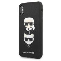 Karl Lagerfeld Saffiano Karl & Choupette Heads - Etui iPhone Xs / X (czarny)